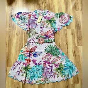 NWT Derhy Pervenche Women's Dress Size M Rose Pink Floral